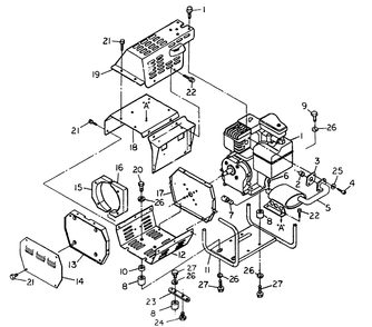 Sheet Metal No. 70613 Diagram and Parts List for 8750-2-H2450  Briggs and Stratton Generator